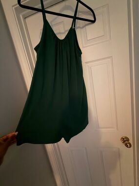 Sleeveless Green Romper with V-Neck